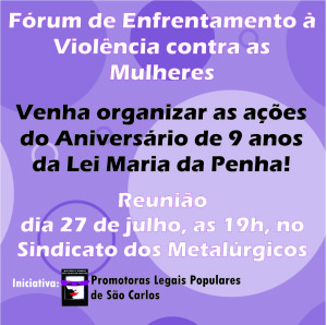 Reunião do Fórum de Enfrentamento à Violência contra as Mulheres @ Sindicato dos Metalurgicos | São Carlos | São Paulo | Brasil